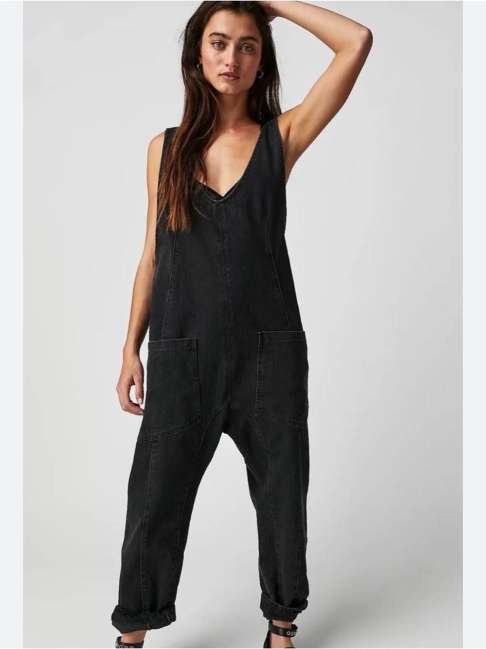 Free People We The Free High Roller Overall in Black Size XL